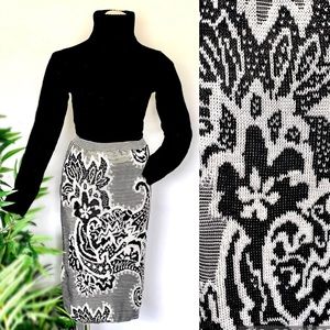 v i n t a g e :: Unique Psychedelic Jacquard Floral Dragon Knit Skirt
